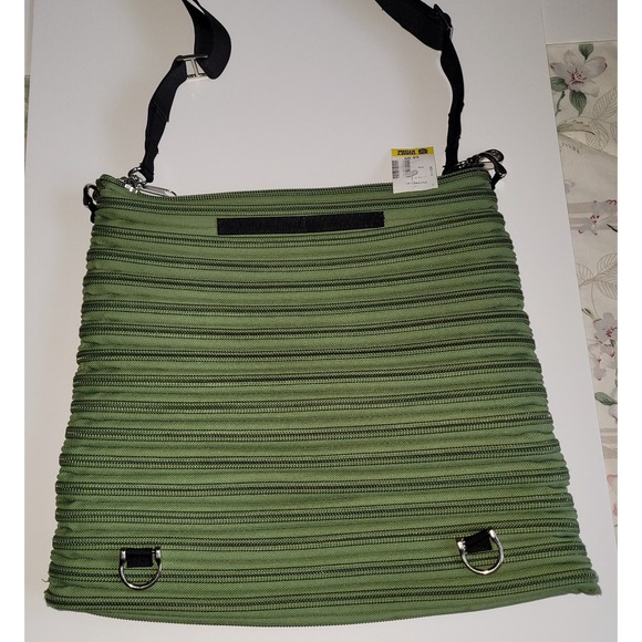 Bam Zipper Backpack Coverts Messenger Bag Green Large Y2K Nylon - Picture 3 of 8